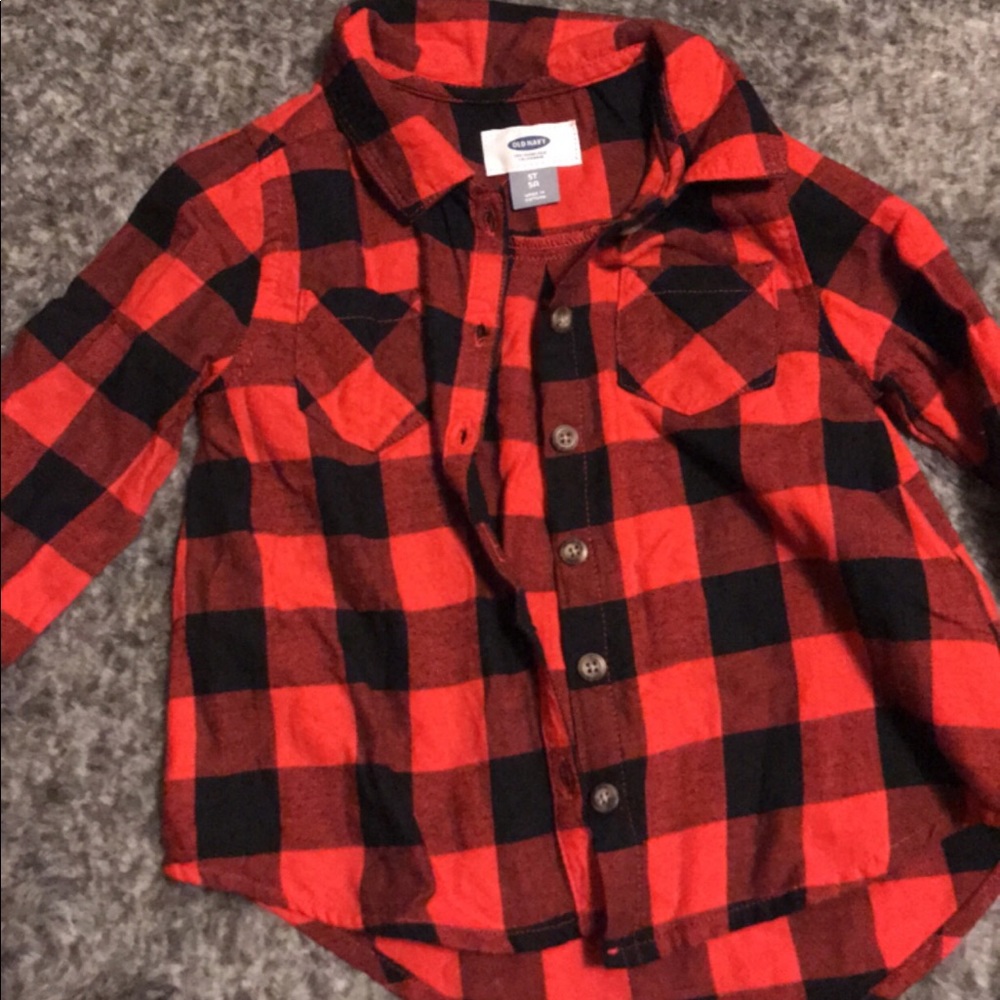 Red and black plaid button up